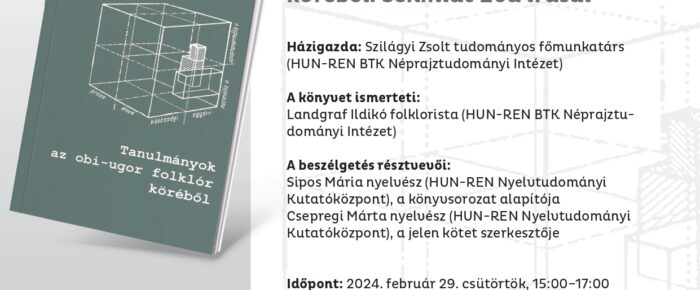 Könyvbemutató: Tanulmányok az obi-ugor folklór köréből